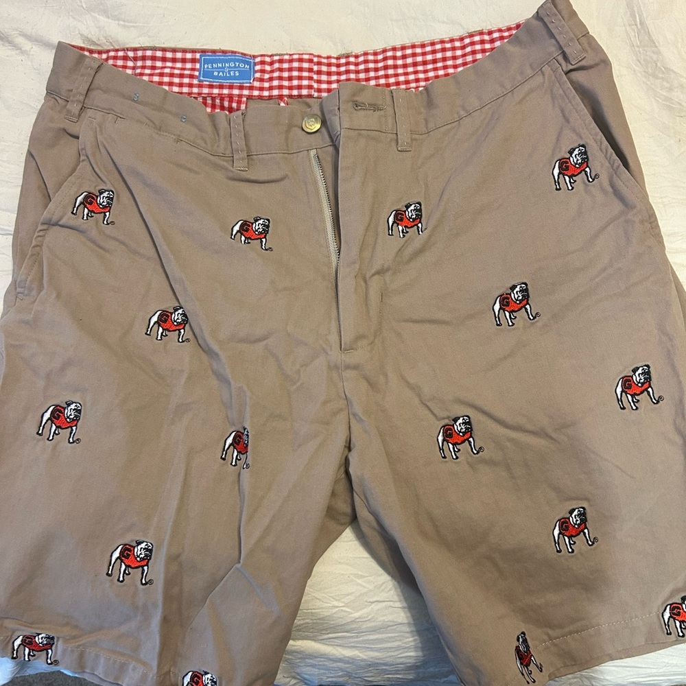 Penningtons Brown Shorts with Bulldog Embroidery